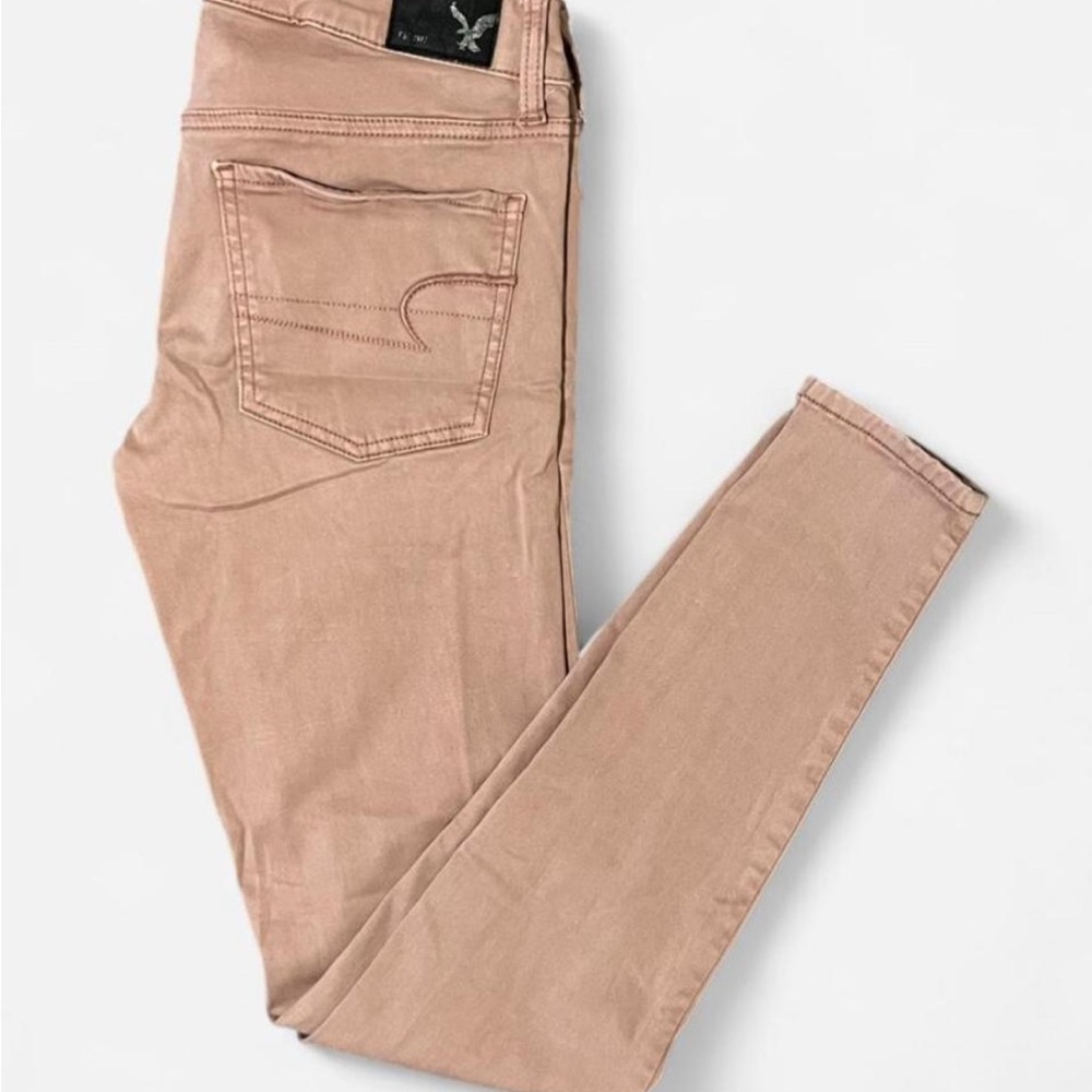 🦅 American Eagle Outfitters Jeggings~Women’s Sz 2 Reg~Rose/Pale Pink~Low-Rise - Picture 2 of 8